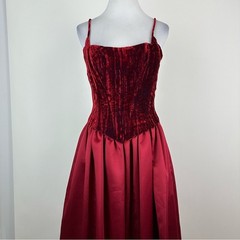 Jessica McClintock x Cache 90’s Vintage Velvet Satin Dress Size 10 Whimsygoth