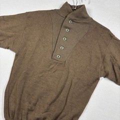 Vintage Military Henley Sweater L OD Green Wool Perfect Knitting Mills 1988 80s