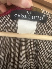 Carole Little Women’s L Black Red Beige Floral Wrap V-Neck Long Sleeve Blouse