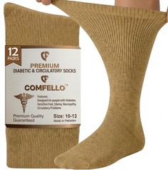 15 18 Pairs Health Circulatory Crew Cotton Diabetic Socks White 9-11 10-13 13-15