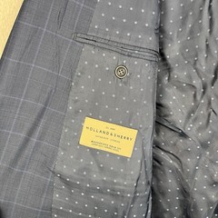 Holland & Sherry Super 180’s Merino Wool Blue Plaid Masterpiece Gold Custom