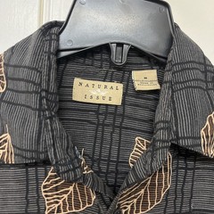 Natural Issue Shirt MEDIUM Viscose Rayon Black Brown Untucked Autumn Tropical