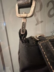 Prada Tessuto Nylon and Leather Messenger Crossbody Bag with Contrast Stitching