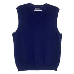 CLUB ROOM, knitted pullover, sleeveless, for men, blue, cotton and nylon.