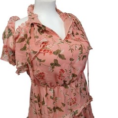 Endless Rose Pastel Pink Floral Cutout Cold Shoulder Maxi Dress Size M