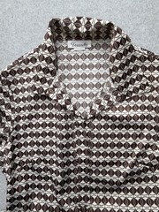 Tessuto Dress Womens 6 Brown White Geometric Shirt Dress Rayon Made USA