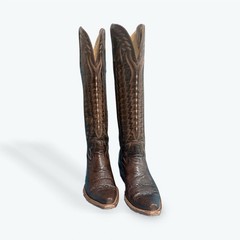 Azulado by Allens Boots Brown Leather Knee High Western Cowgirl Boots 6.5 B
