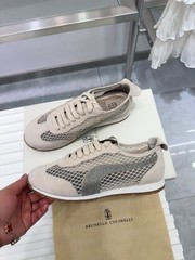 Brunello New Cucinelli Genuine Leather Mesh Comfortable Running Casual Shoes