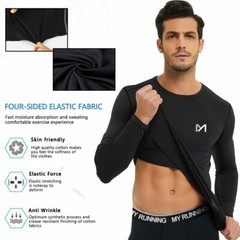Mens Compression Shirt Thermal Base-Layer Sports Top Long-Sleeve Gym Cool Dry