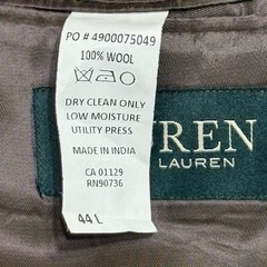 Lauren Ralph Lauren Blazer 44L Wool Elbow Patches Brown Blue Windowpane Plaid