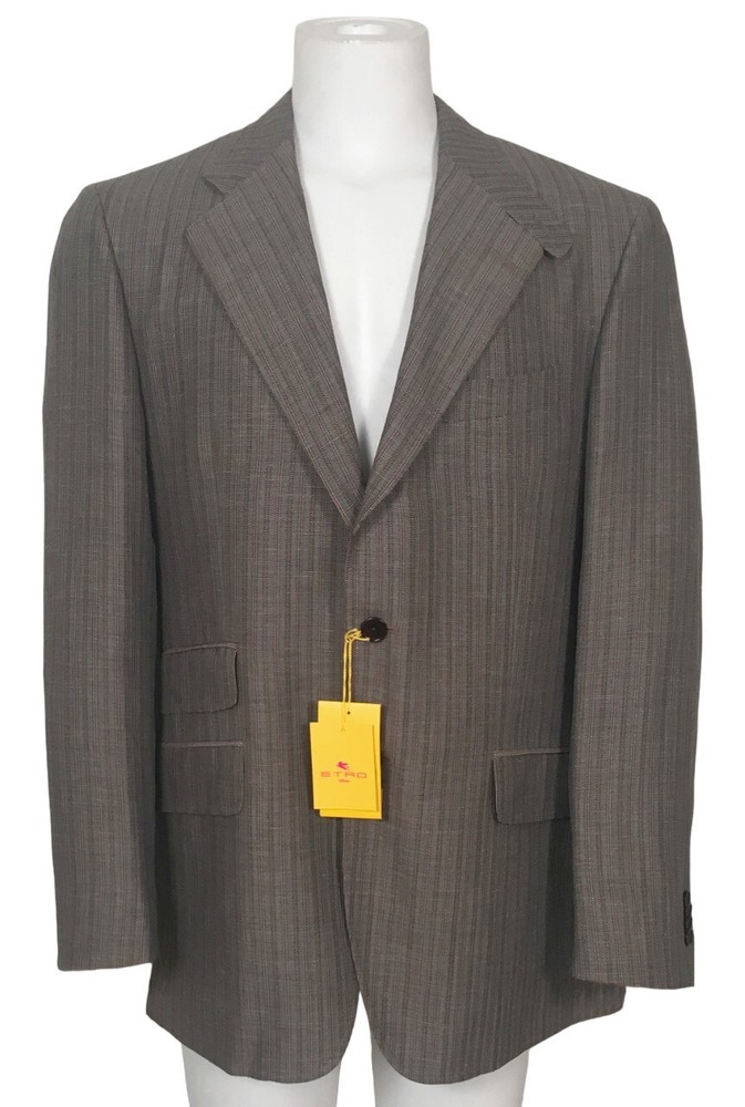 NEW Etro Sportcoat (Jacket)! Gray Red & Brown Stripe Heavier Slim Fit ITALY