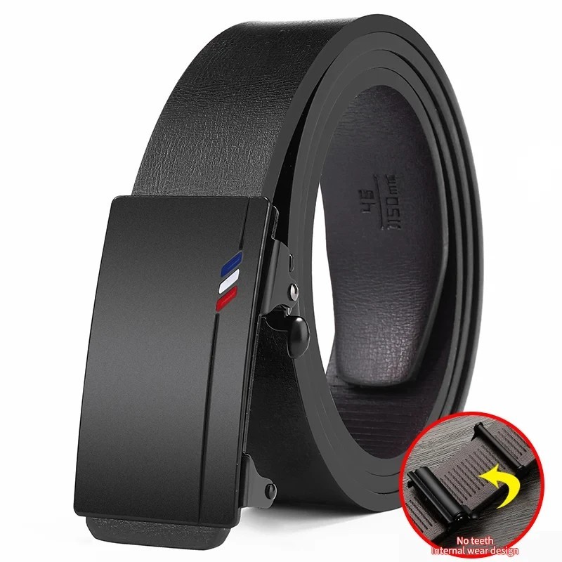 Genuine Leather Mens Ratchet Belt Belts For Men Adjustable Automatic Buckle