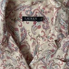 LRL Ralph Lauren Womens Sz L Pink Paisley Pajama Set Monogram #L