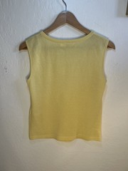 Escada Women’s Yellow Crewneck Sleeveless Floral Embroidered cashmere Sweater