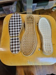 “Loren” Woven Soles, 3 pairs, sizes 38, 39, 40. White & Tan rubber soles