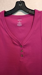 Sonoma Goods For Life Pink Ribbed Henley V-Neck Tank Top Stretch M
