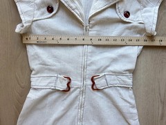 Romper Short Sleeve Women’s Shorts Size 4 Small Ivory Ecru One Piece Zip Up