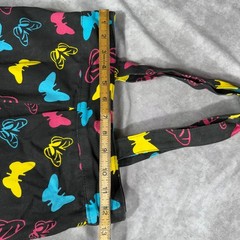 Vtg Y2K Butterfly Print Canvas Tote Bag Black Neon Pink Yellow Blue Shopper NWOT
