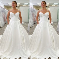 Classic Wedding Dresses Strapless With Side Pockets A Line Bridal Gowns
