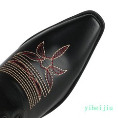Women’s Western Cowboy Mid Calf Boot Embroidery Sweet Candy Heel Leather Shoes