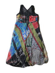 Vintage Save The Queen 100% Silk Sundress Multicolor Artistic Boho Dress L