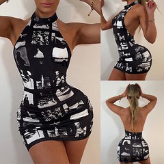 Women’s Sexy Halter Short Bodycon Mini Dress Sleeveless Backless Party Clubwear