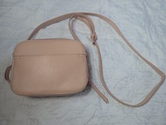 Charming Charlie Blush Nude Crossbody Camera Bag Bow Rose Gold Hardware