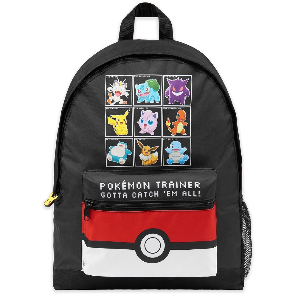 Pokemon Backpack for Kids Teens Boys Girls Pikachu 16.1x13x4.7inch, Black/Red