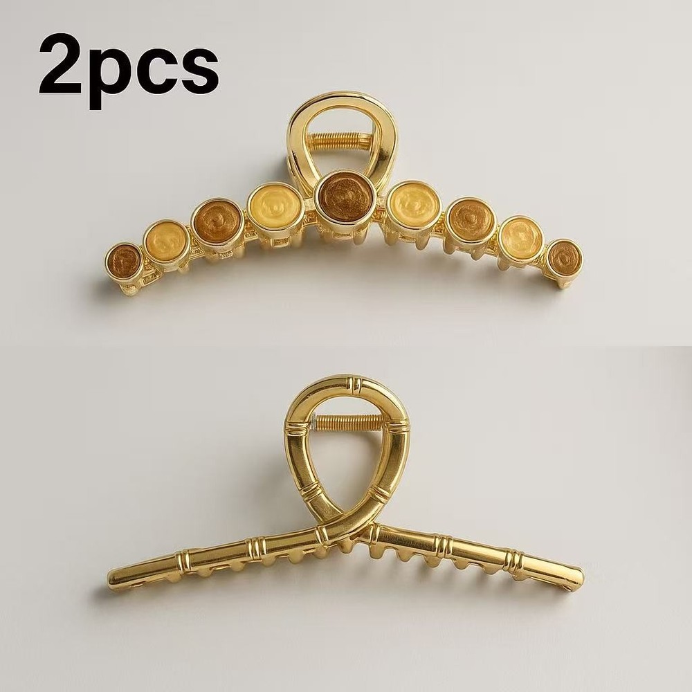 4.7 Inch Large Gold Metal Claw Clips 2PCS Strong Non-Slip Barrettes f/ Thick Bun