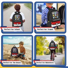 Pokemon Backpack for Kids Teens Boys Girls Pikachu 16.1x13x4.7inch, Black/Red