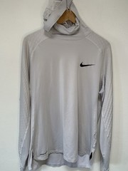 Nike Pro Men’s L Gray Solid Polyester Pullover Hoodie Long Sleeve Gym Top