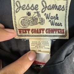 Jesse James West Coast Choppers Mechanic Mens XL Black Vintage Embroidered