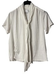 NWT Weill Paris Womens Silk Blend Short Sleeve Monroe Ecru Blouse Shirt Size 2