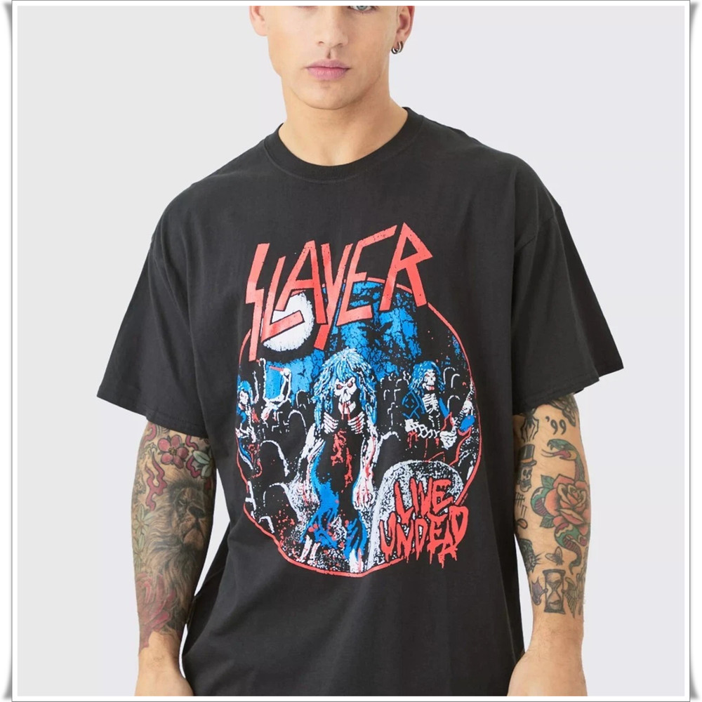 Slayer Live Undead T-Shirt – Classic Metal Band Graphic Tee-Size S to 5XL