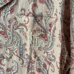 LRL Ralph Lauren Womens Sz L Pink Paisley Pajama Set Monogram #L