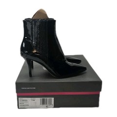 Vince Camuto Ambind Bootie Black Cow Crinkle Patent Leather US 7.5