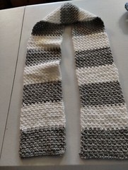 Handmade Gray And White Moss Stitch Scarf