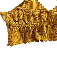 Aerie Women’s S Mustard Yellow Honey Golden Lace Adjustable Straps Bralette Boho