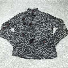 All Saints Shirt Mens Large Grey Tiger Stripes Lazaro Leaves Viscose Hawaiian