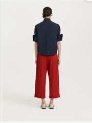 Masshiro & Co cha blouse navy blue structured cotton poplin blouse size XS