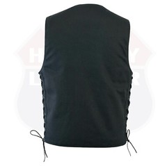 Highway Leather Black Motorcycle Denim Vest Biker Men Gun Pocket # HL21614
