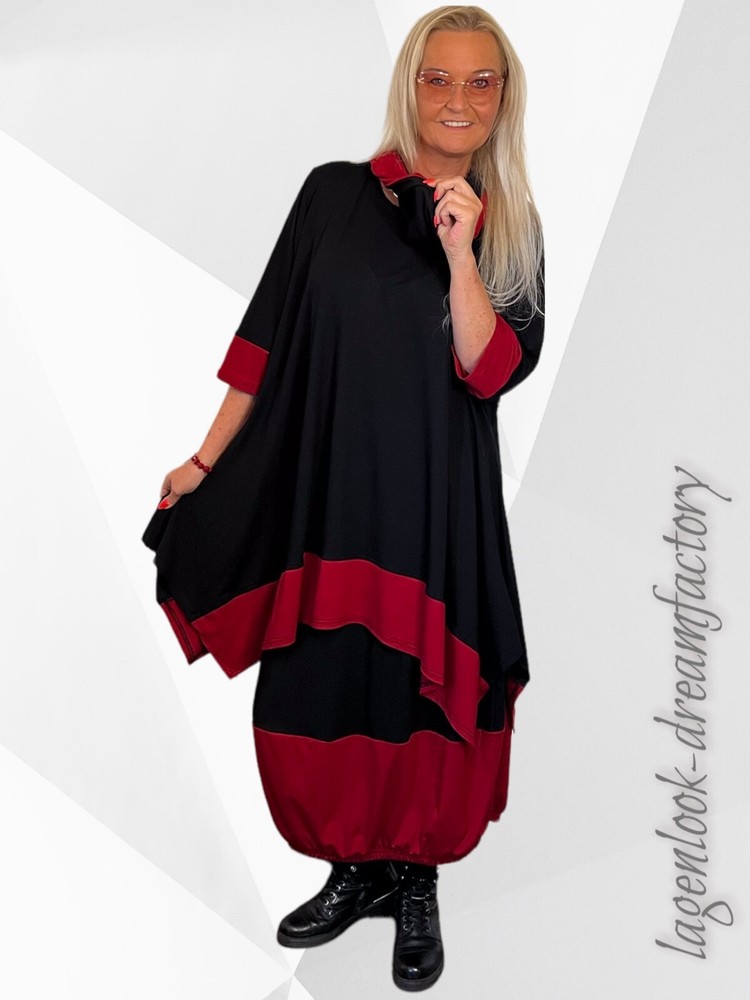 Lagenlook Dream Balloon Skirt Tulip Skirt Black Dark Red 42 44 46 48 50 52