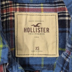 Hollister Shirt Womens XS Blue Plaid Flannel Button Up Long Sleeve Y2K Cowgirl
