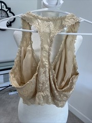 Cosabella XL Lace Bralette Pull Over Racer Back Gold Brown Tan Beige Dainty NEW