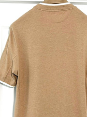 BRUNELLO CUCINELLI Men’s Beige/White Layering Cotton T-shirt Slim Fit Size M