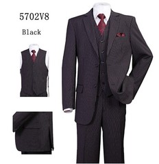 Men’s 2 Button Jacket, pants with vest , wool feel Stripe ,Double Vents 5702V8