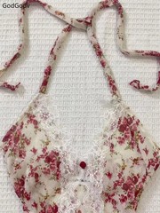 Women Coquette Y2K Aesthetic Cami Top Floral Lace Animal Print Halter Tank XS-XL