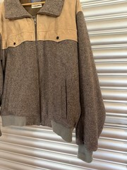 Pendleton Wool Herringbone Western Jacket Full Zip Nylon Lined Brown Tan L