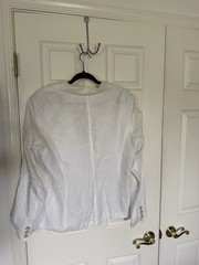 Merona White Linen Blazer Jacket XL Button Closure Pockets Long Sleeve