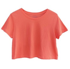 Women’s Loose Fit Crop Tops Round Neck Short Sleeve Casual 100% Cotton T-Shirts